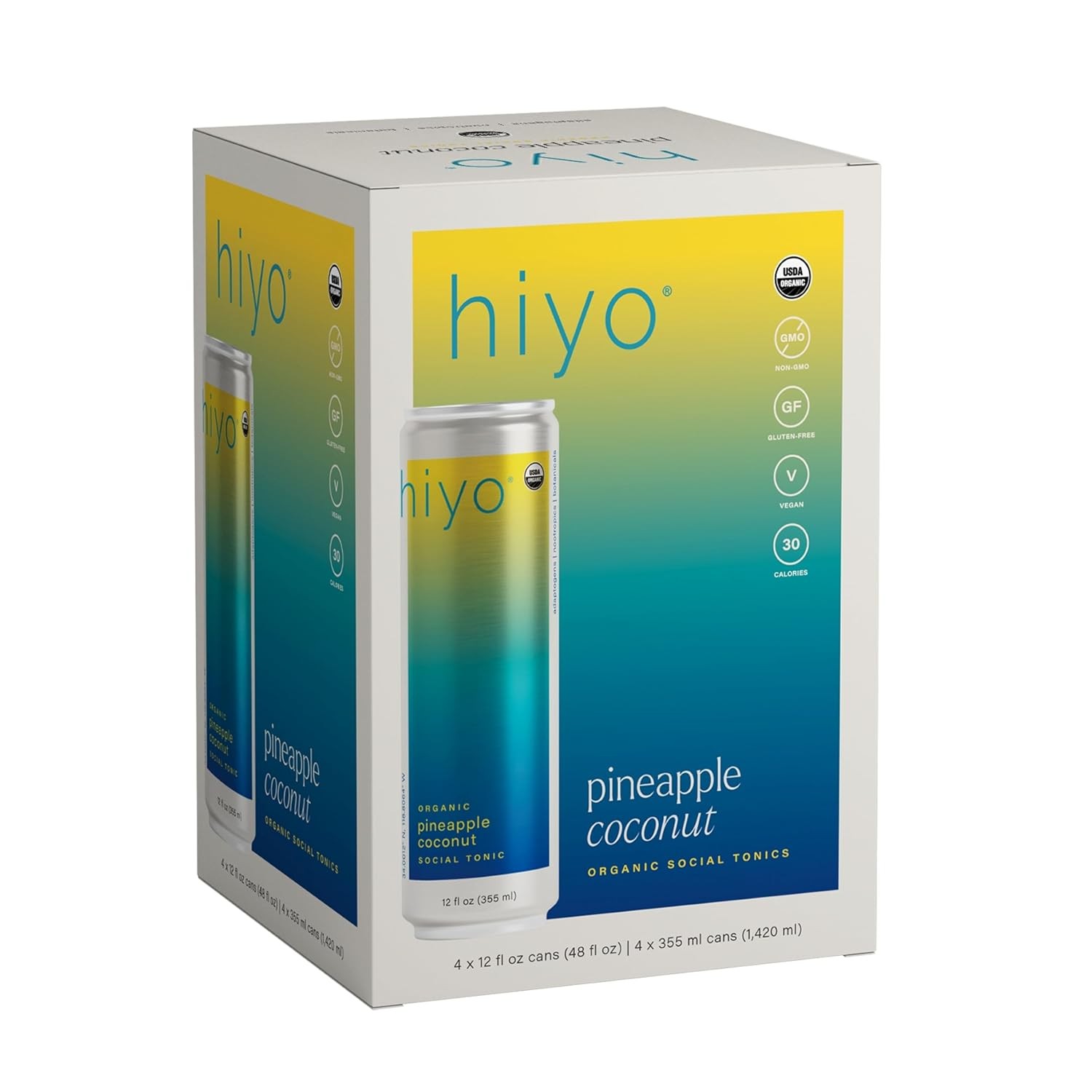 Hiyo Pineapple Coconut, 4 Pack