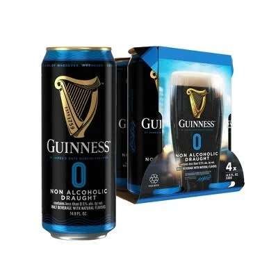 Guinness Irish Dry Stout Draught Non-Alcoholic NA Beer 4-pack